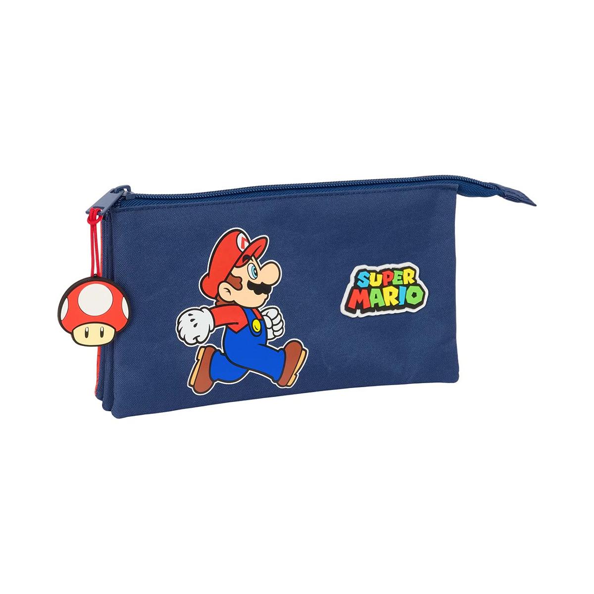 Portatodo triple Super Mario Bros Safta azul oscuro y rojo Azul oscuro / Rojo-1