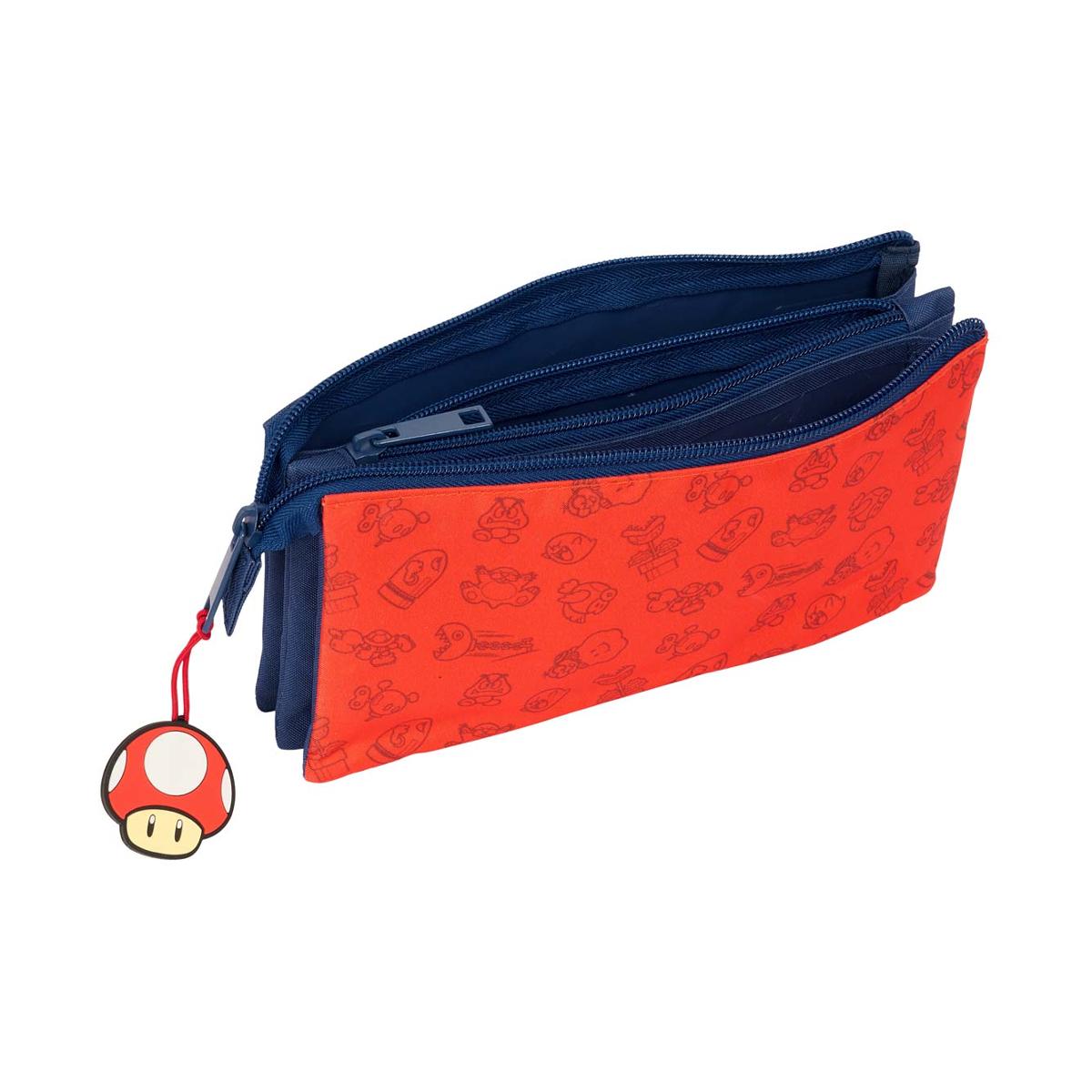 Portatodo triple Super Mario Bros Safta azul oscuro y rojo Azul oscuro / Rojo-3