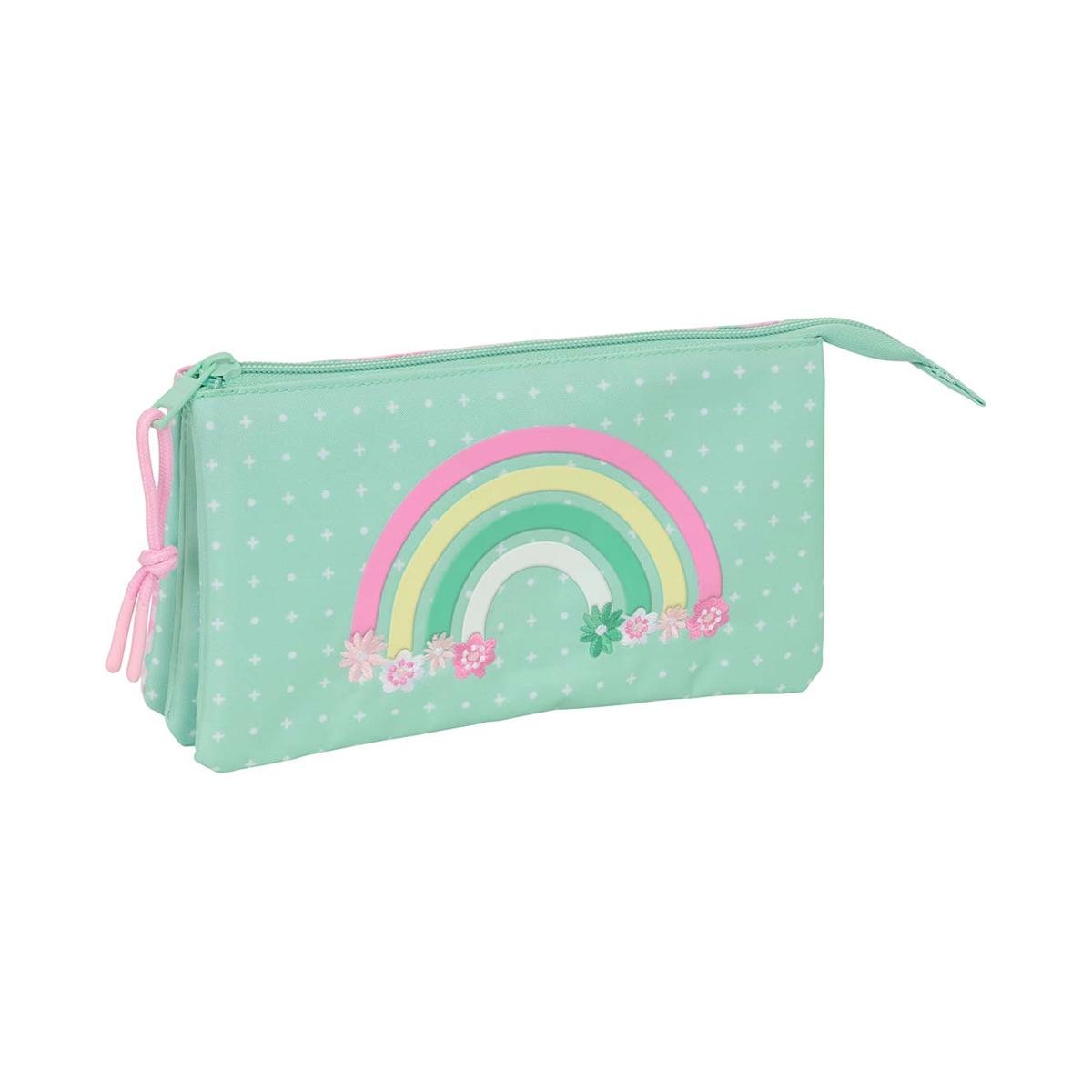 Estojo triplo Glowlab Safta rosa claro e menta Rosa-claro-1