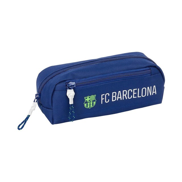 Imagem 0 de Estojo triplo pequeno com elástico 22 cm F.C. Barcelona azul-marinho