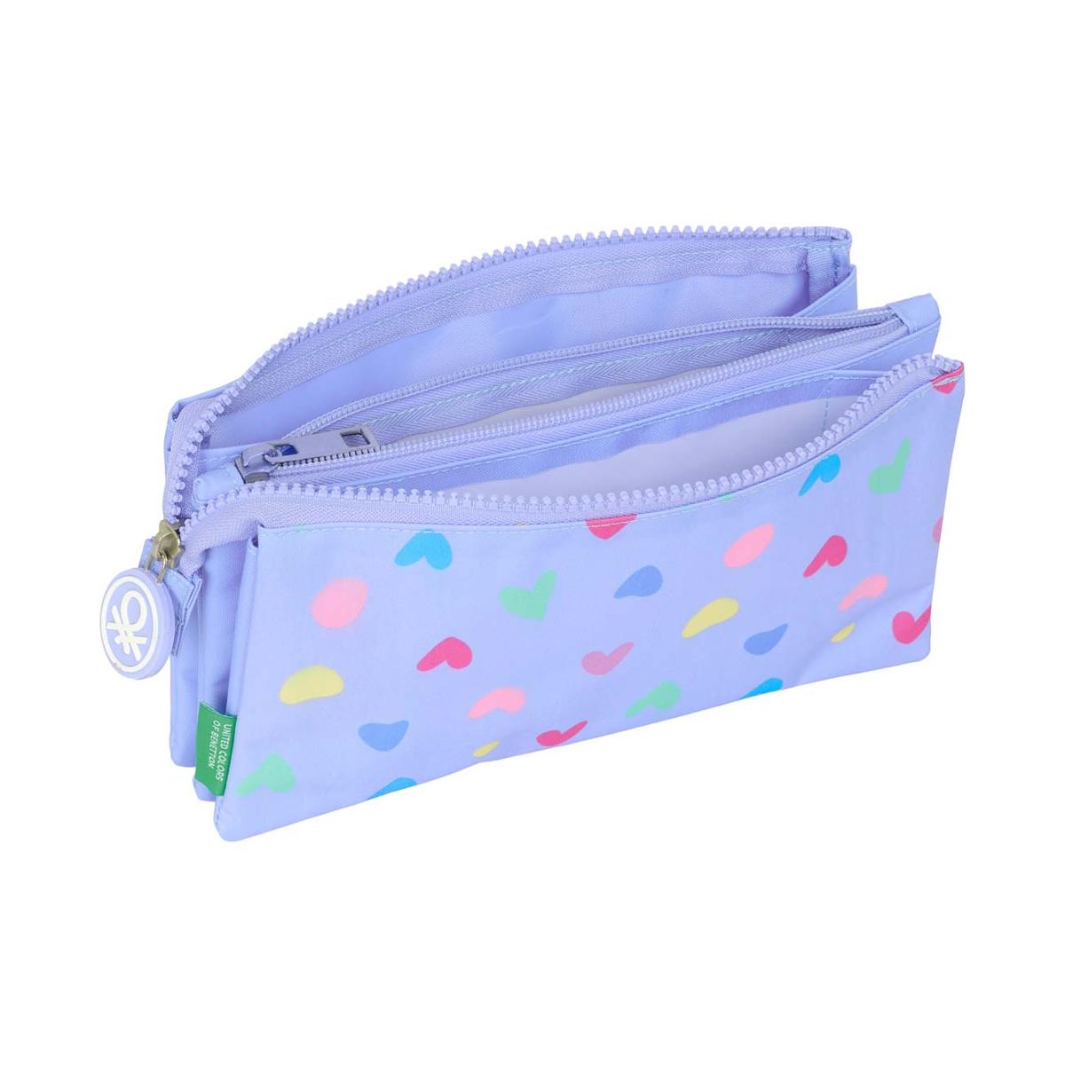 Estojo triplo Benetton Safta lilás Lilás-3