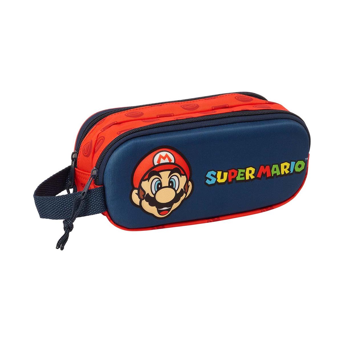 Imagem 0 de Estojo duplo 3D Super Mario Bros Safta azul marinho e vermelho