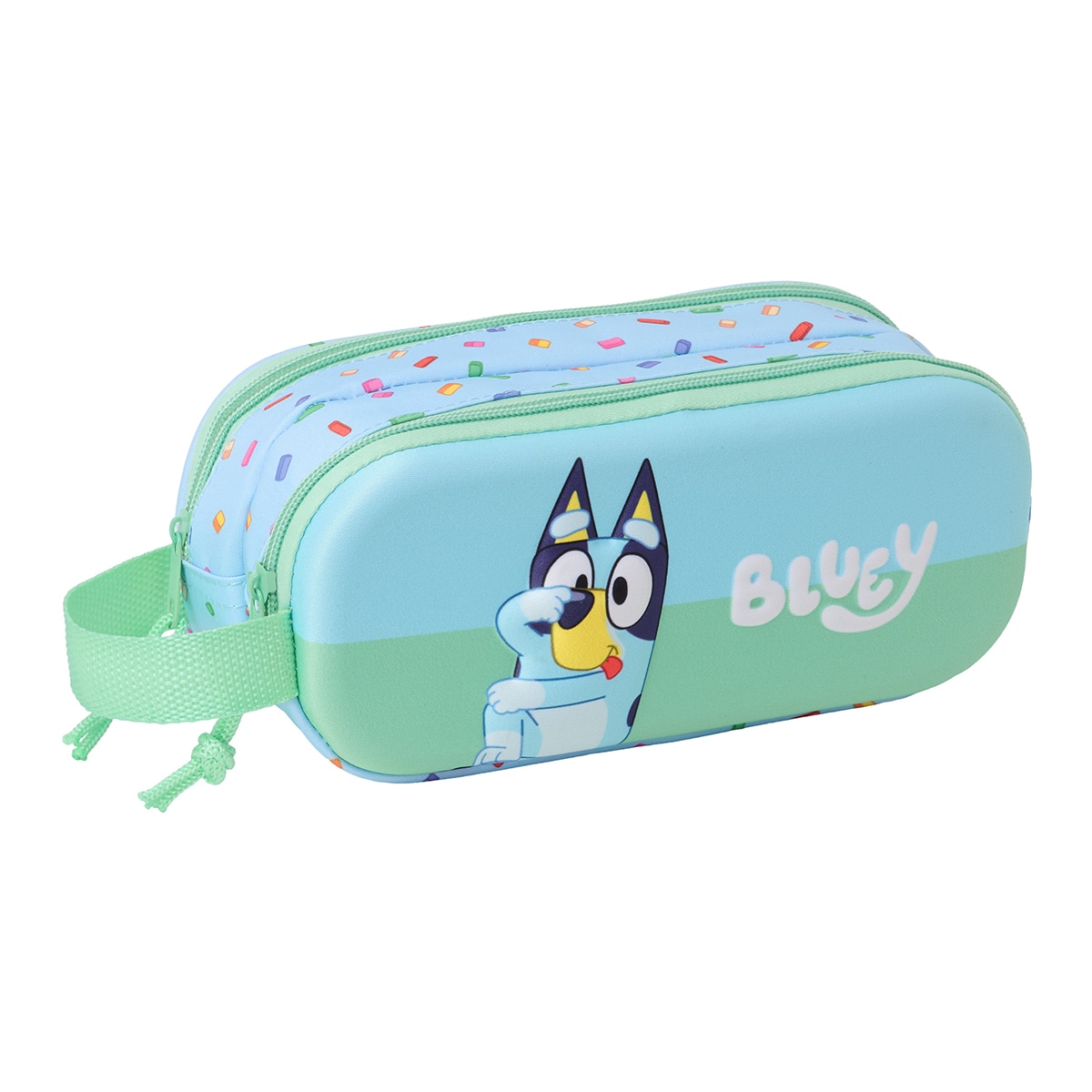 Estojo duplo 3D Bluey Safta azul claro Azul-claro-1