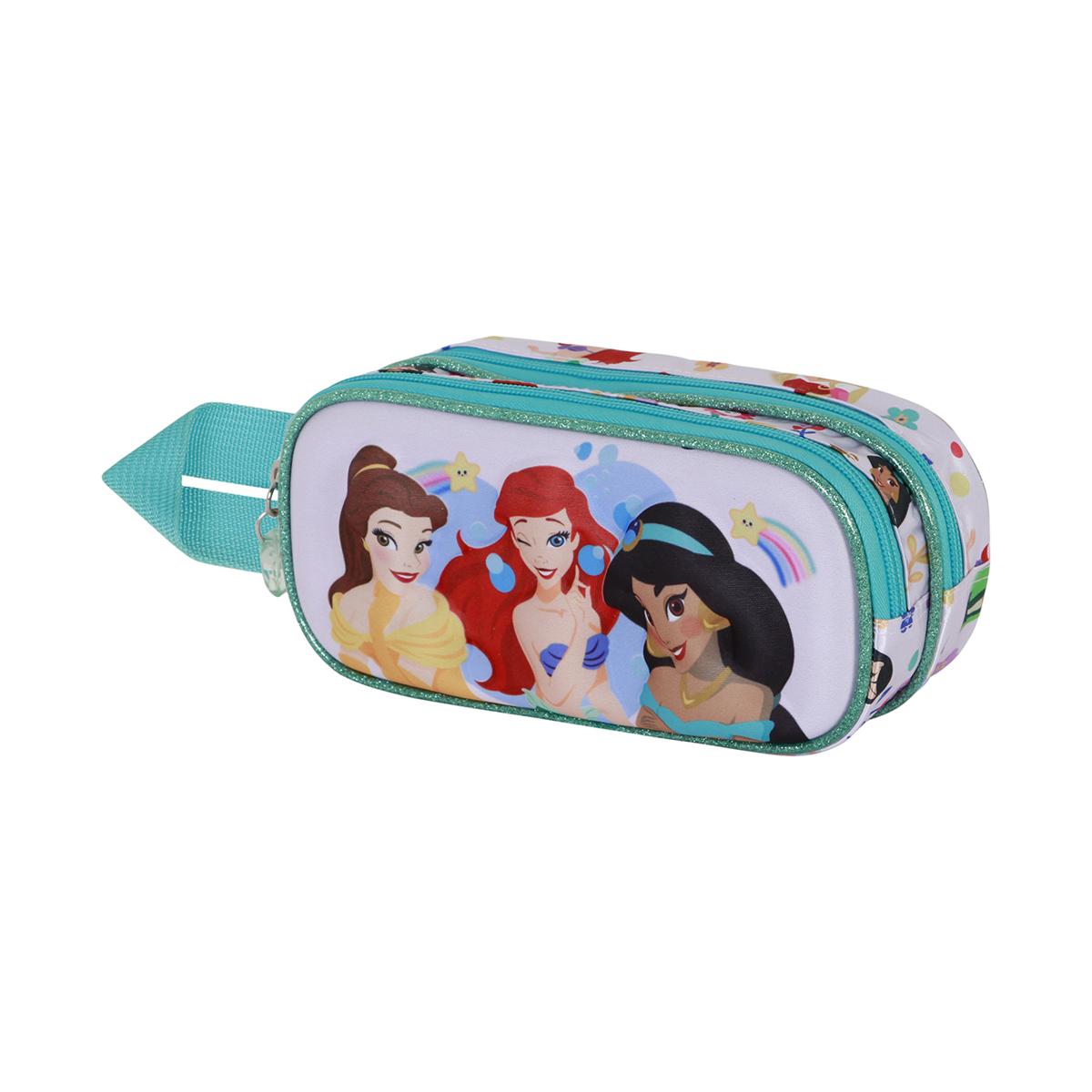 Estuche portatodo doble 3D Princesas Disney rainbows Disney Karactermania blanco Blanco-1