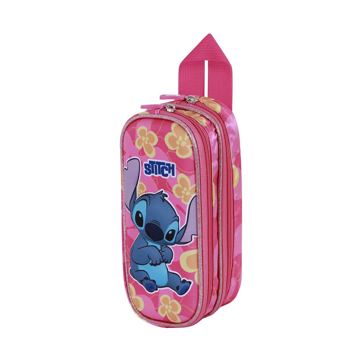 Estuche portatodo doble 3D Lilo y Stitch cute Disney Karactermania rosa Rosa-1