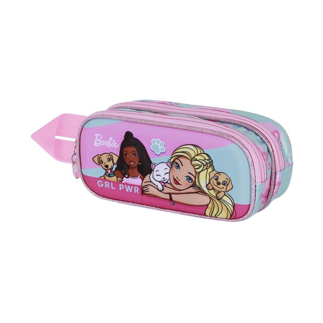 Imagen 0 de Estuche portatodo doble 3D Barbie pets Mattel Karactermania rosa