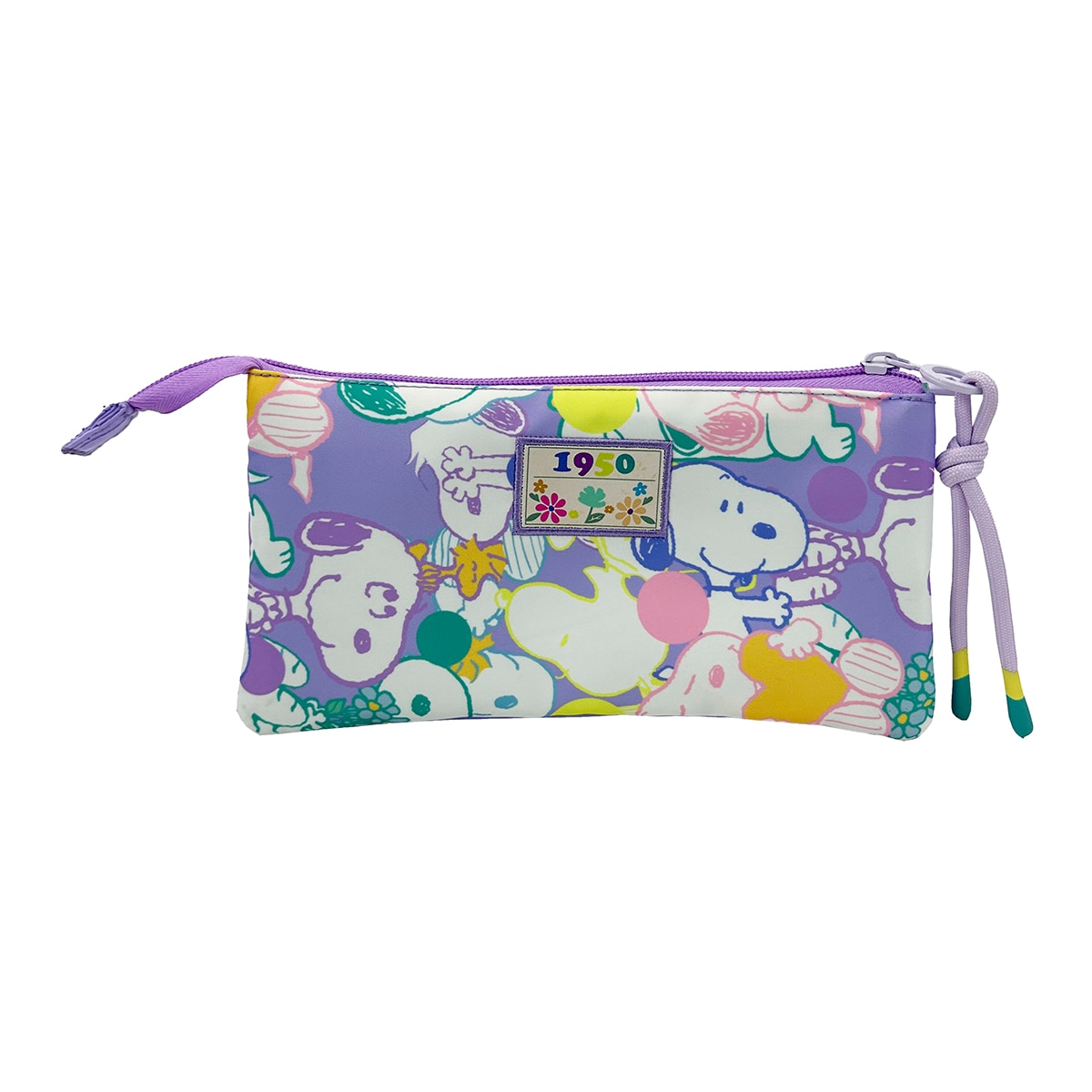 Estojo triplo com 5 compartimentos Snoopy CyP Brands roxo Roxo-3