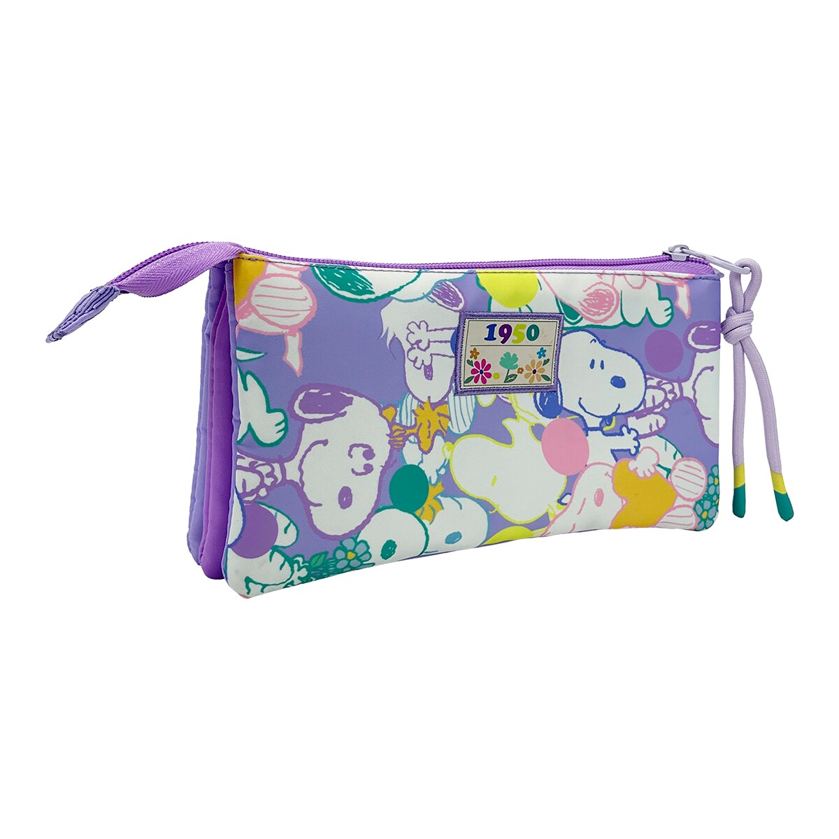 Estojo triplo com 5 compartimentos Snoopy CyP Brands roxo Roxo-4