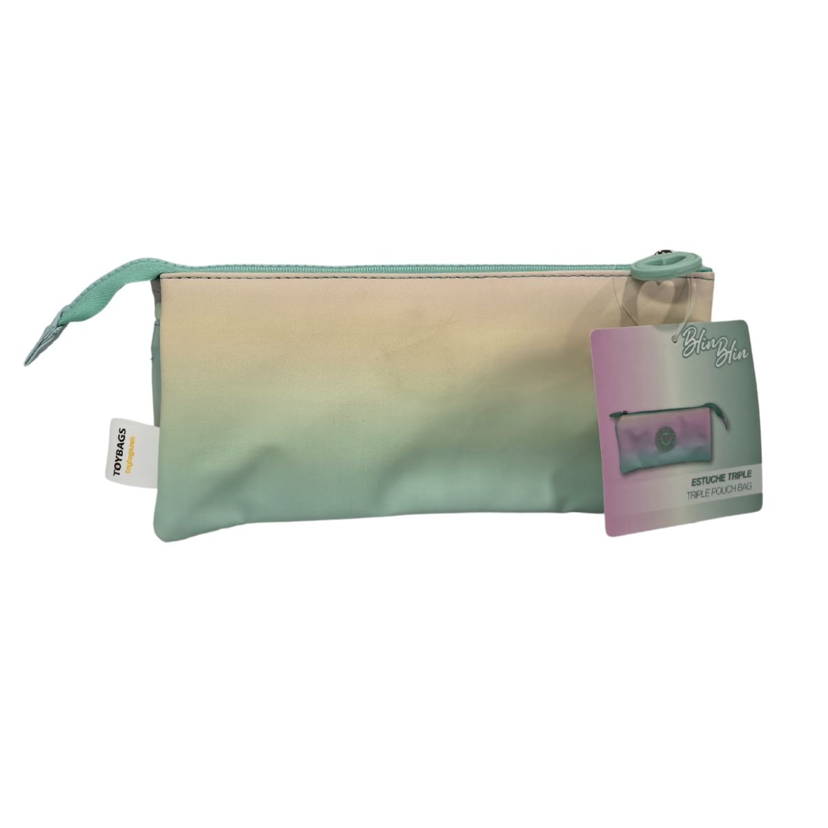 Estuche triple Blin Blin Gradient Green Toybags rosa y verde Rosa / Verde-2