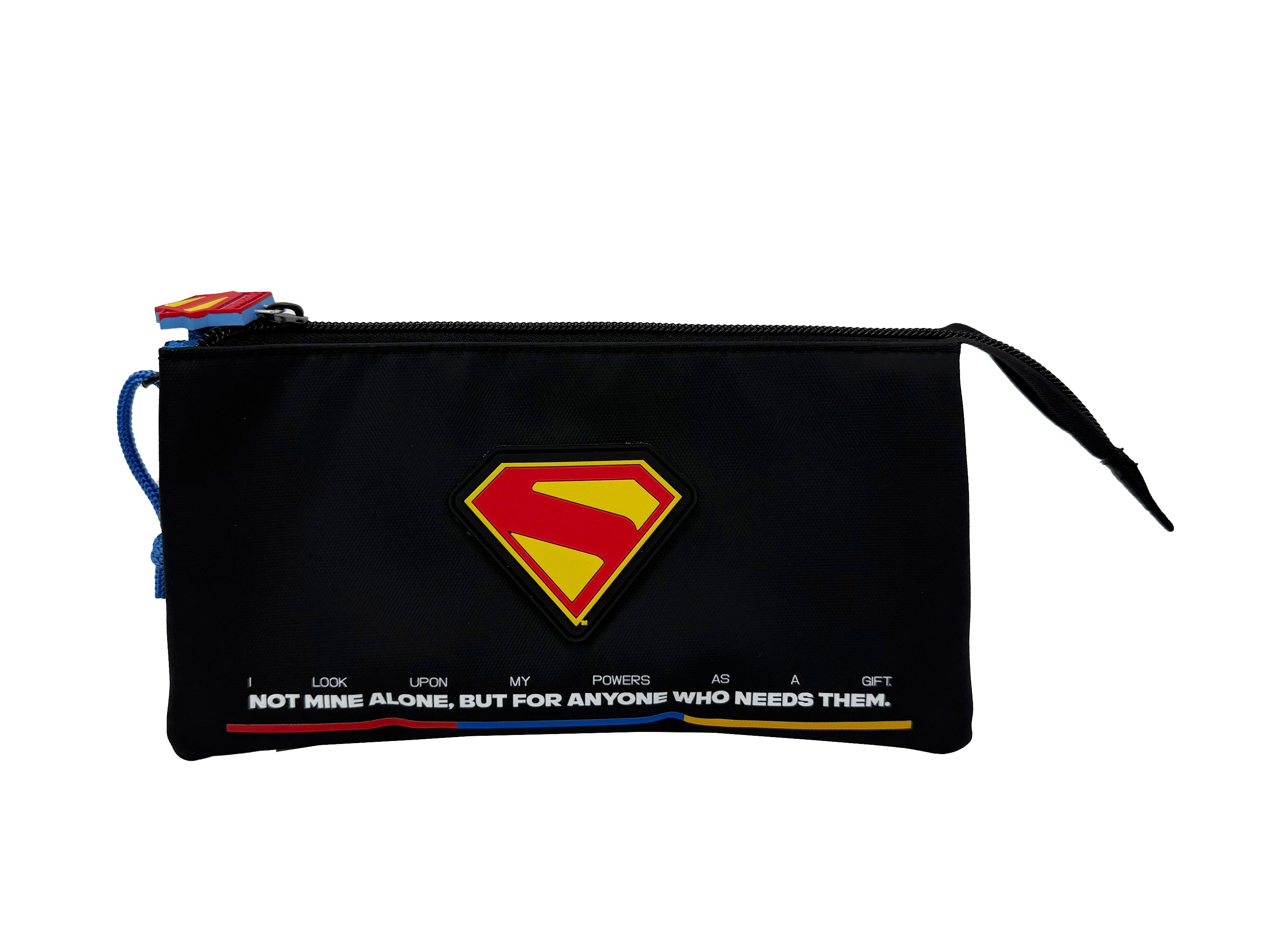 Imagen 0 de Portatodo triple con cinco compartimentos Superman Black Collection CyP Brands negro rojo azul