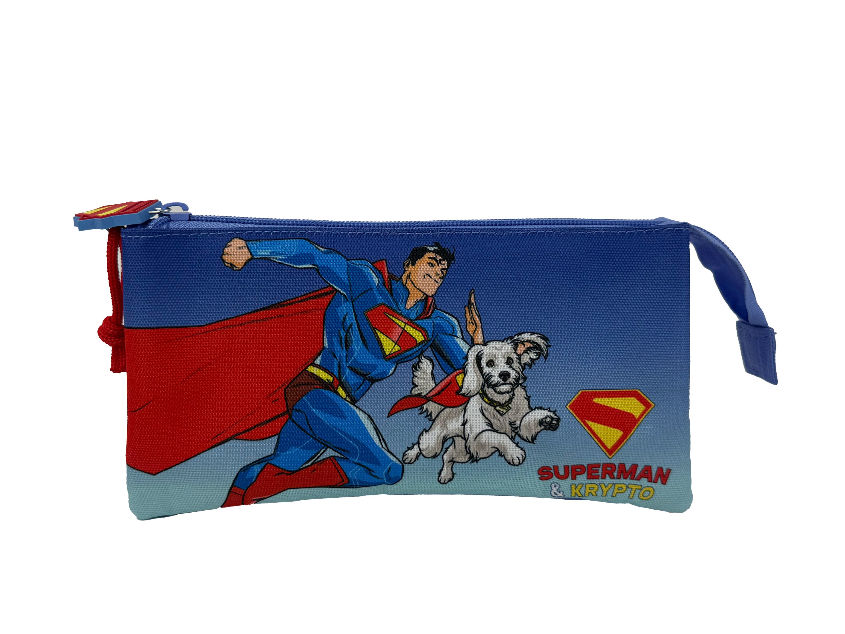 Imagen 0 de Portatodo triple con cinco compartimentos Superman & Kripto CyP Brands azul rojo