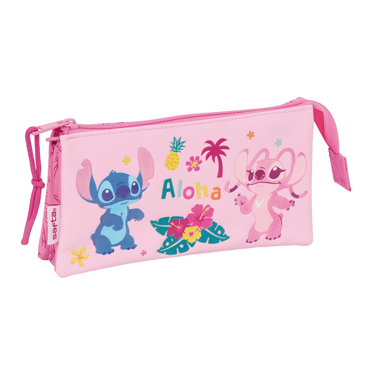 Estojo triplo Stitch Chill Safta menta e rosa 1