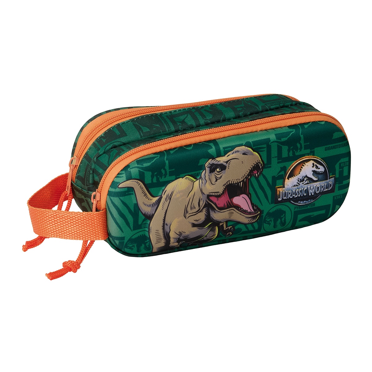 Estojo duplo 3D Jurassic World Safta verde escuro 1