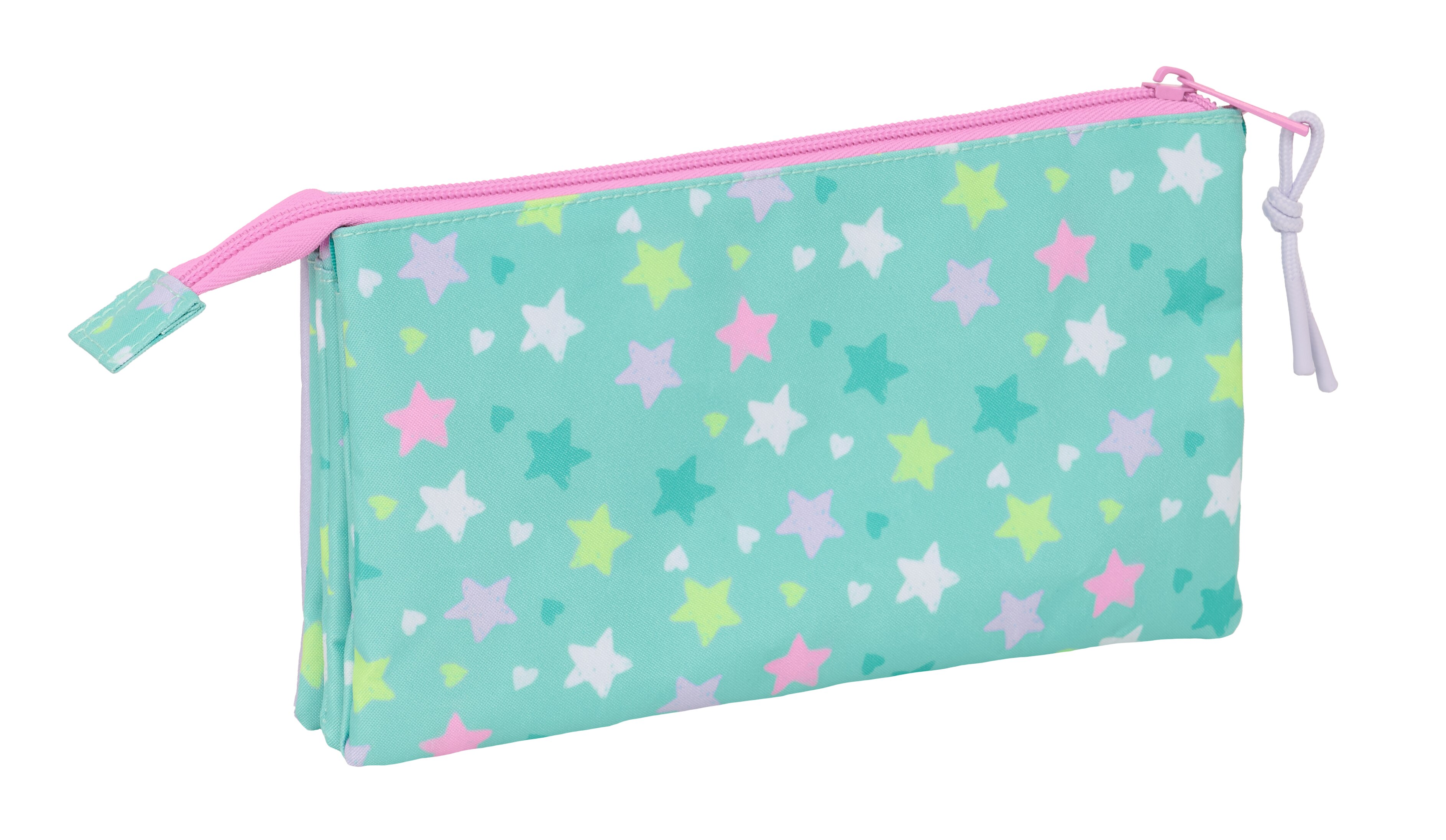 Portatodo triple Safta Stars turquesa y morado 2