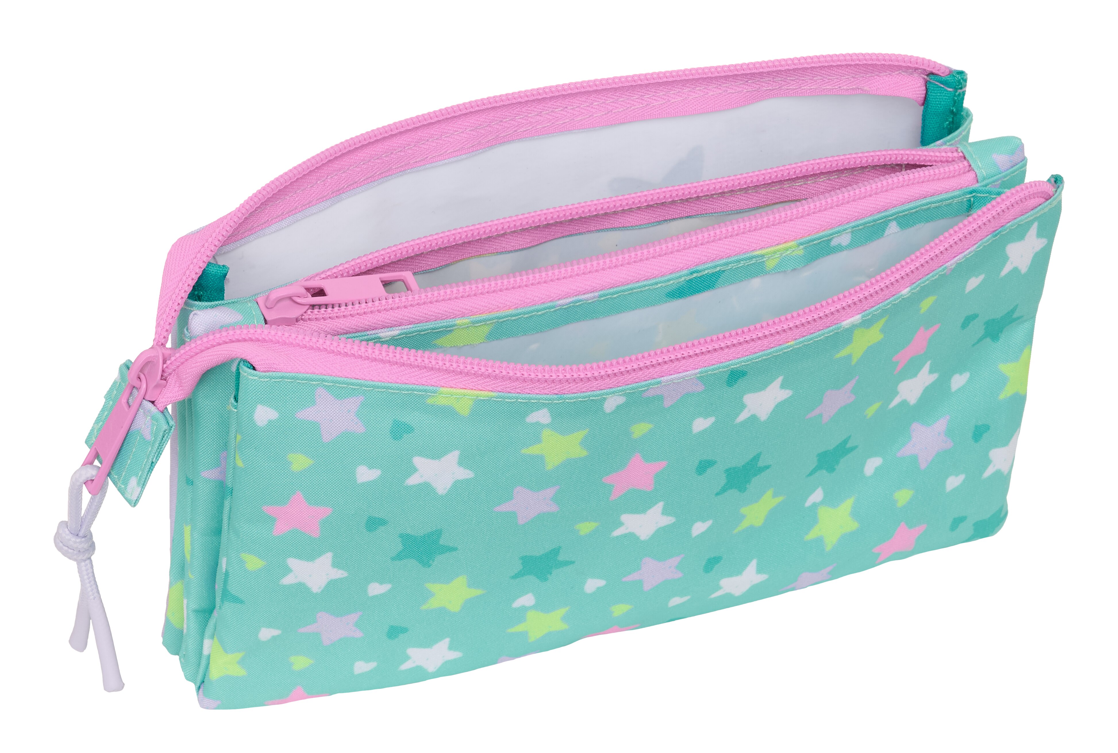 Portatodo triple Safta Stars turquesa y morado 3
