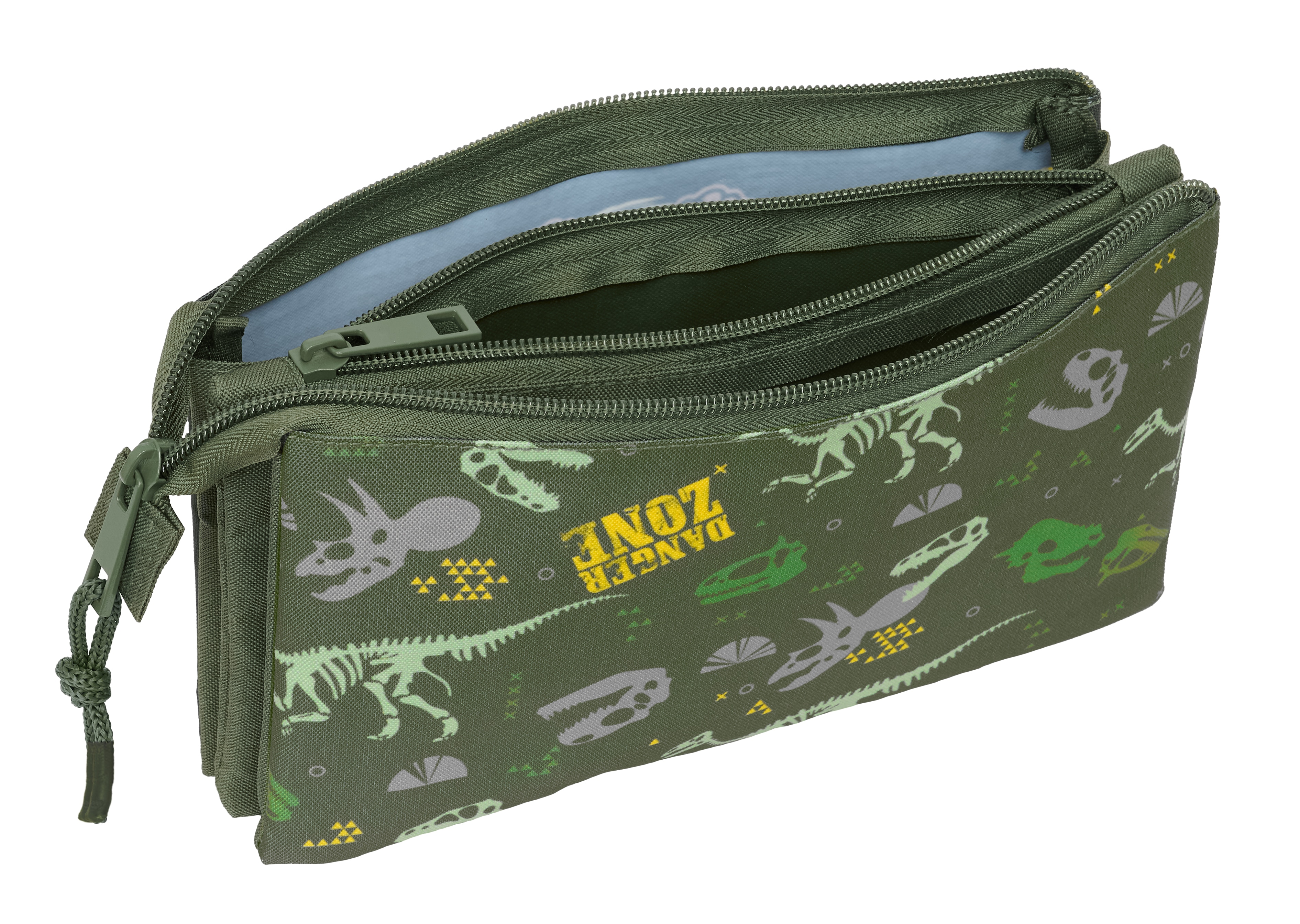 Portatodo triple Safta T-rex verde militar 3