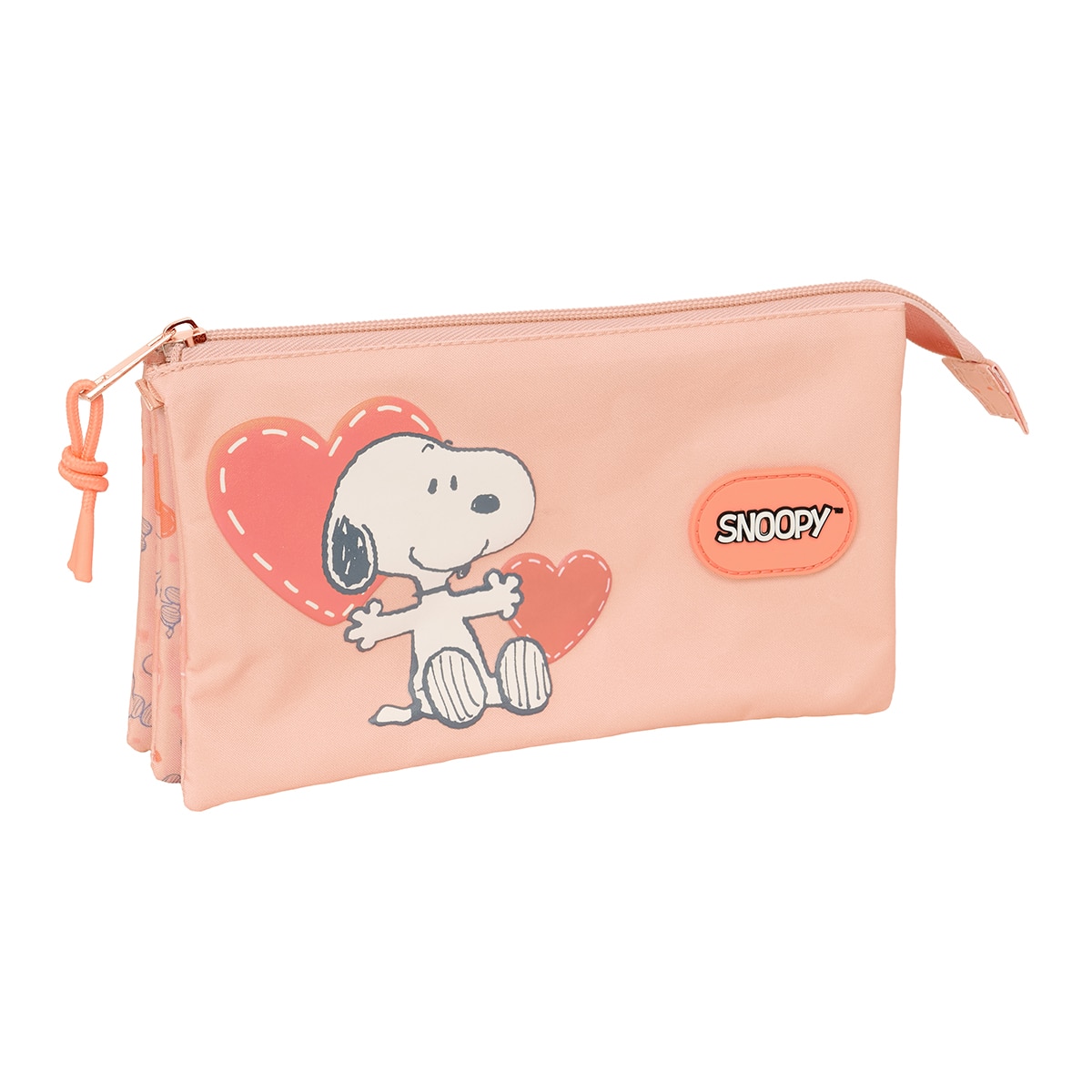Estojo triplo Snoopy Safta salmão Salmão-1