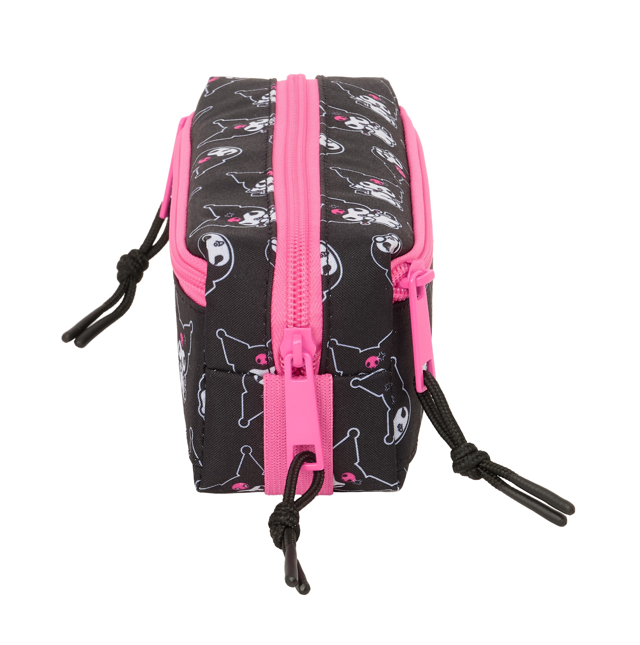 Portatodo triple pequeño con goma elastica 22cm Kuromi Safta negro y fucsia Negro / Fucsia-3