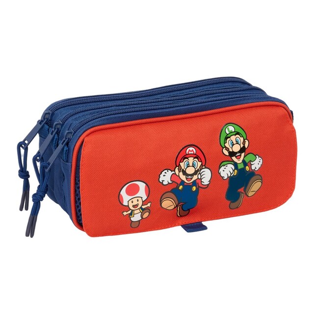 Portatodo triple big Super Mario Bros Safta roja y azul marino