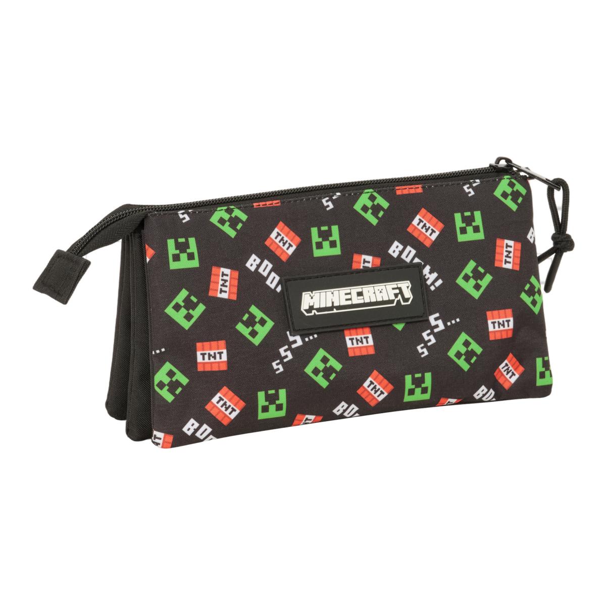 Portatodo triple Minecraft Safta negro Negro-2