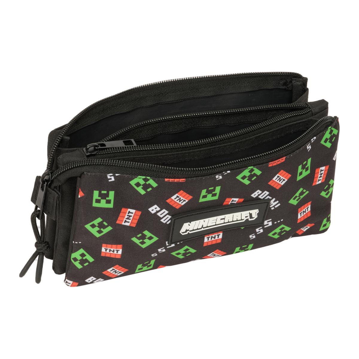 Portatodo triple Minecraft Safta negro Negro-3