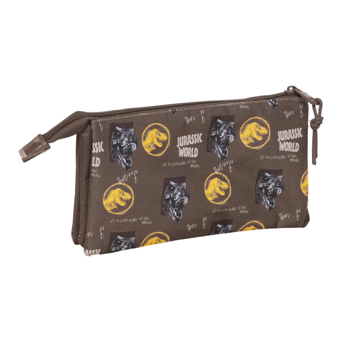 Portatodo triple Jurassic World Safta marron Marrón-2