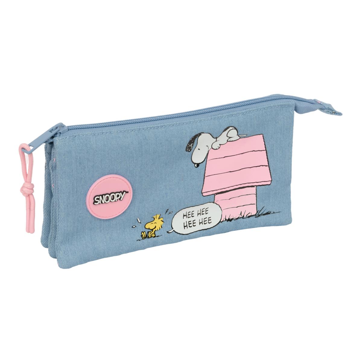 Imagen 0 de Portatodo triple Snoopy Safta denim