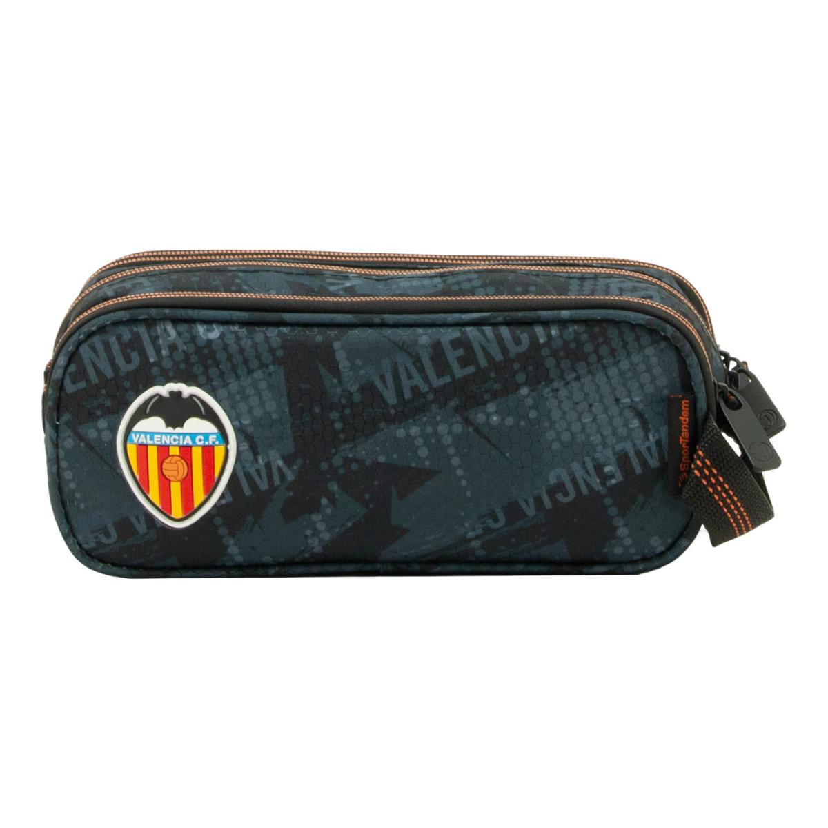 Portatodo triple cuerpo con gran capacidad 2026 Valencia CF Sportandem negra y naranja Negro / Naranja-2