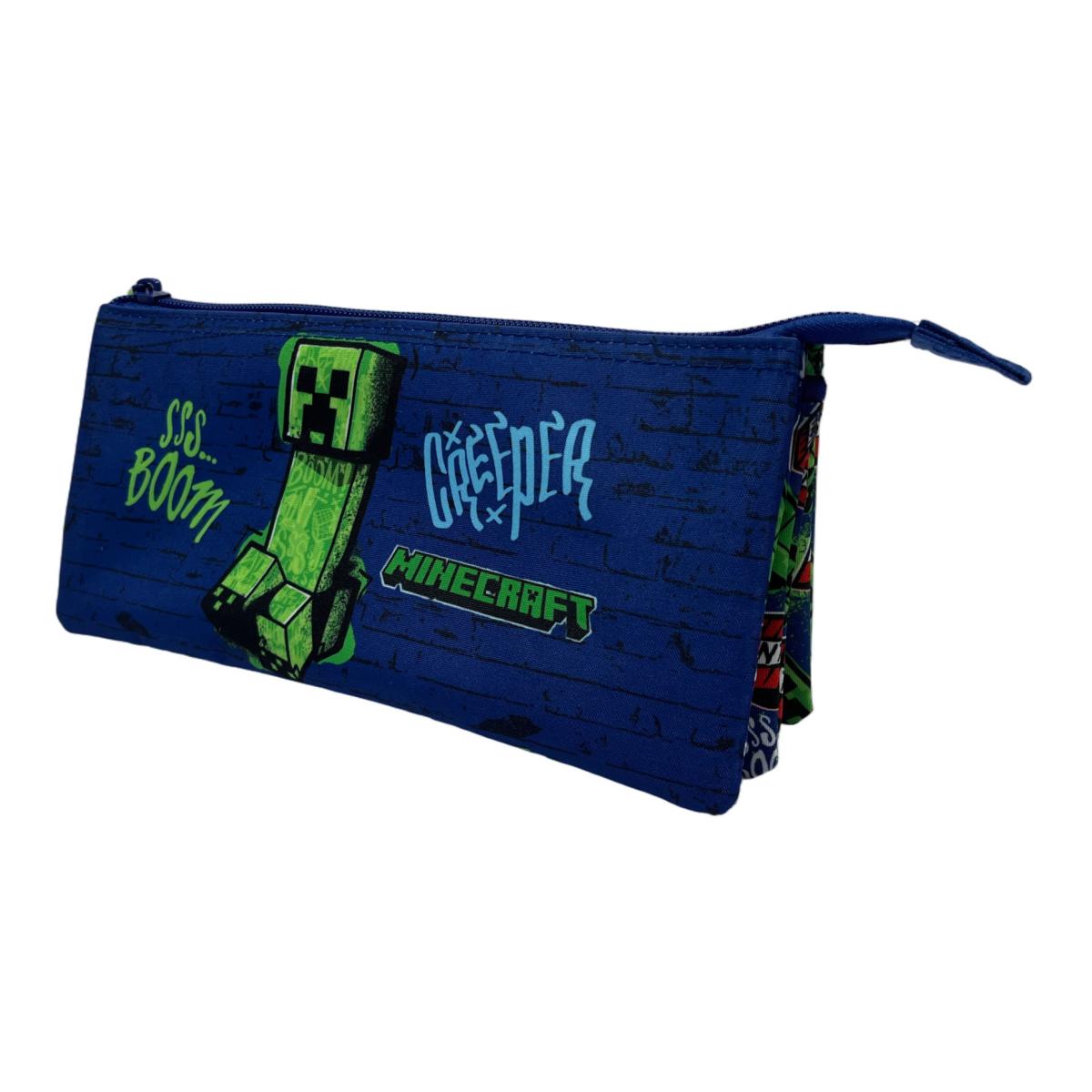 Estojo Triplo MINECRAT CREEPER Toybags VERDE-AZUL Verde / Azul-2