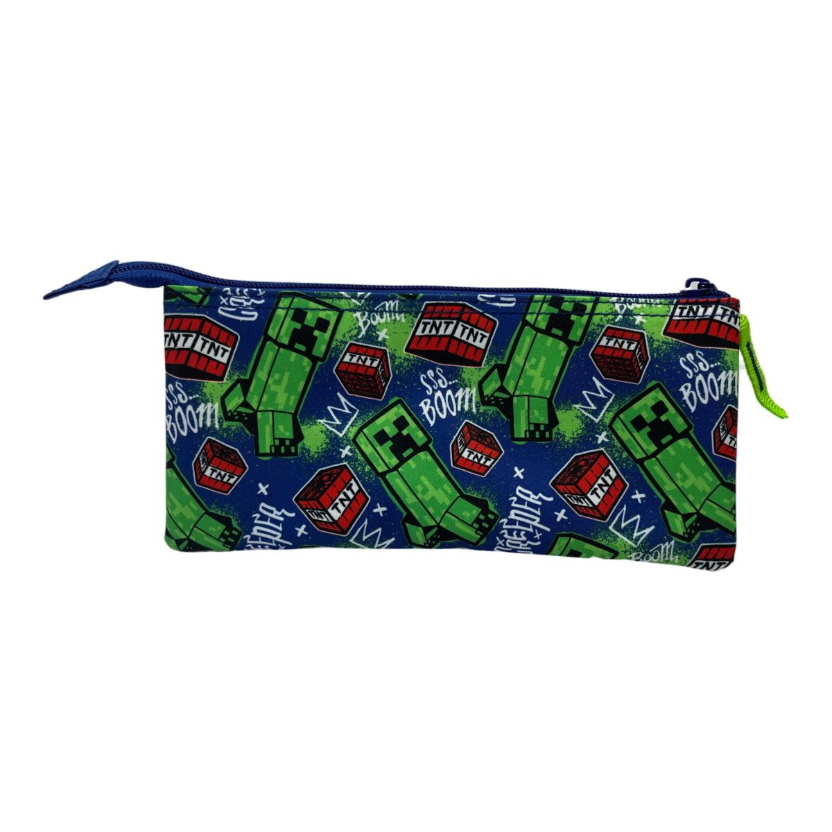 Estojo Triplo MINECRAT CREEPER Toybags VERDE-AZUL Verde / Azul-3