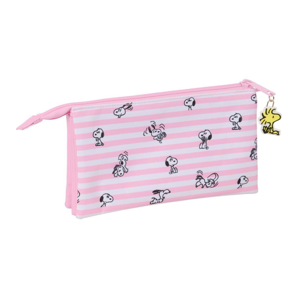 Estojo Triplo Snoopy Safta - Rosa e Branco Rosa / Branco-2