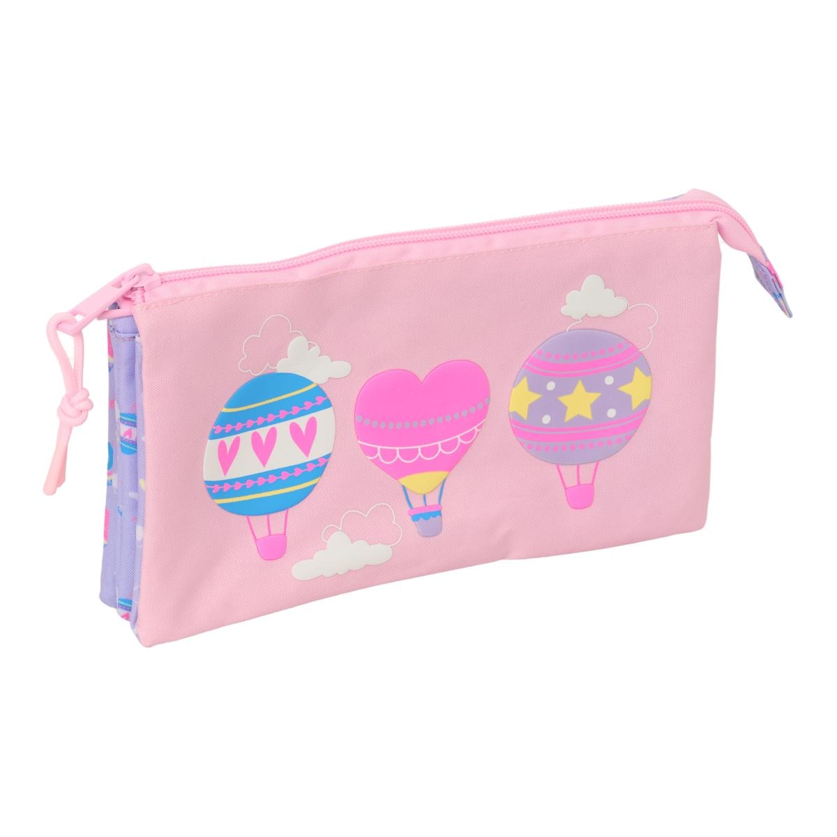 Imagen 0 de Portatodo triple Safta "Globos" lila y rosa