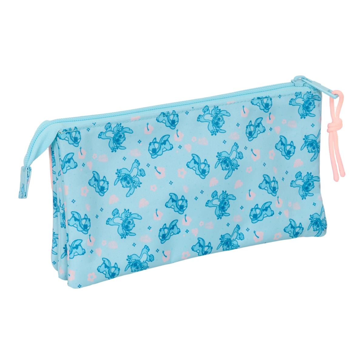 Estojo Triplo Stitch Safta - Azul Claro e Rosa Claro Azul-claro-2