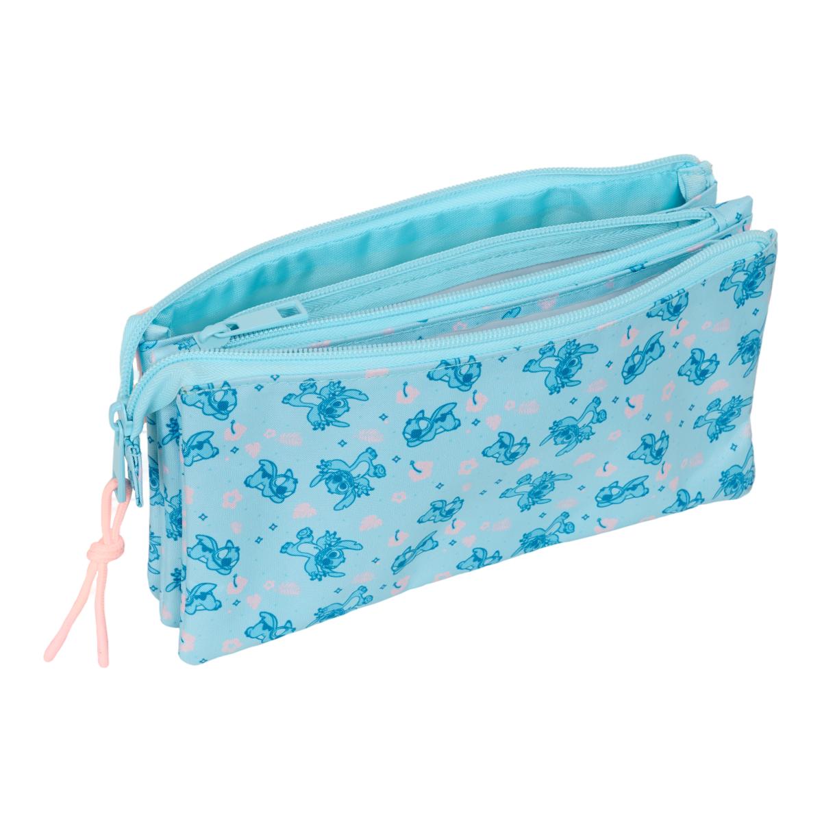 Estojo Triplo Stitch Safta - Azul Claro e Rosa Claro Azul-claro-3