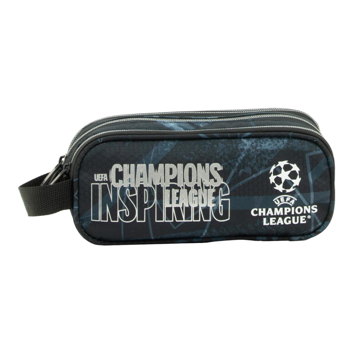 Portatodo triple cuerpo con gran capacidad Silver Champions League negro y azul Negro-4