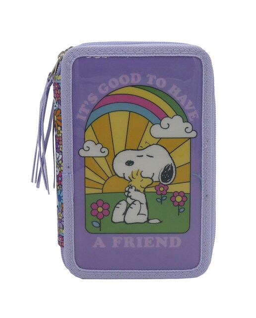 Estojo 3 niveis Snoopy CyP Brands lilás multicolorido Lilás/Multicolor-1