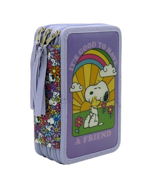 Estojo 3 niveis Snoopy CyP Brands lilás multicolorido Lilás/Multicolor-2