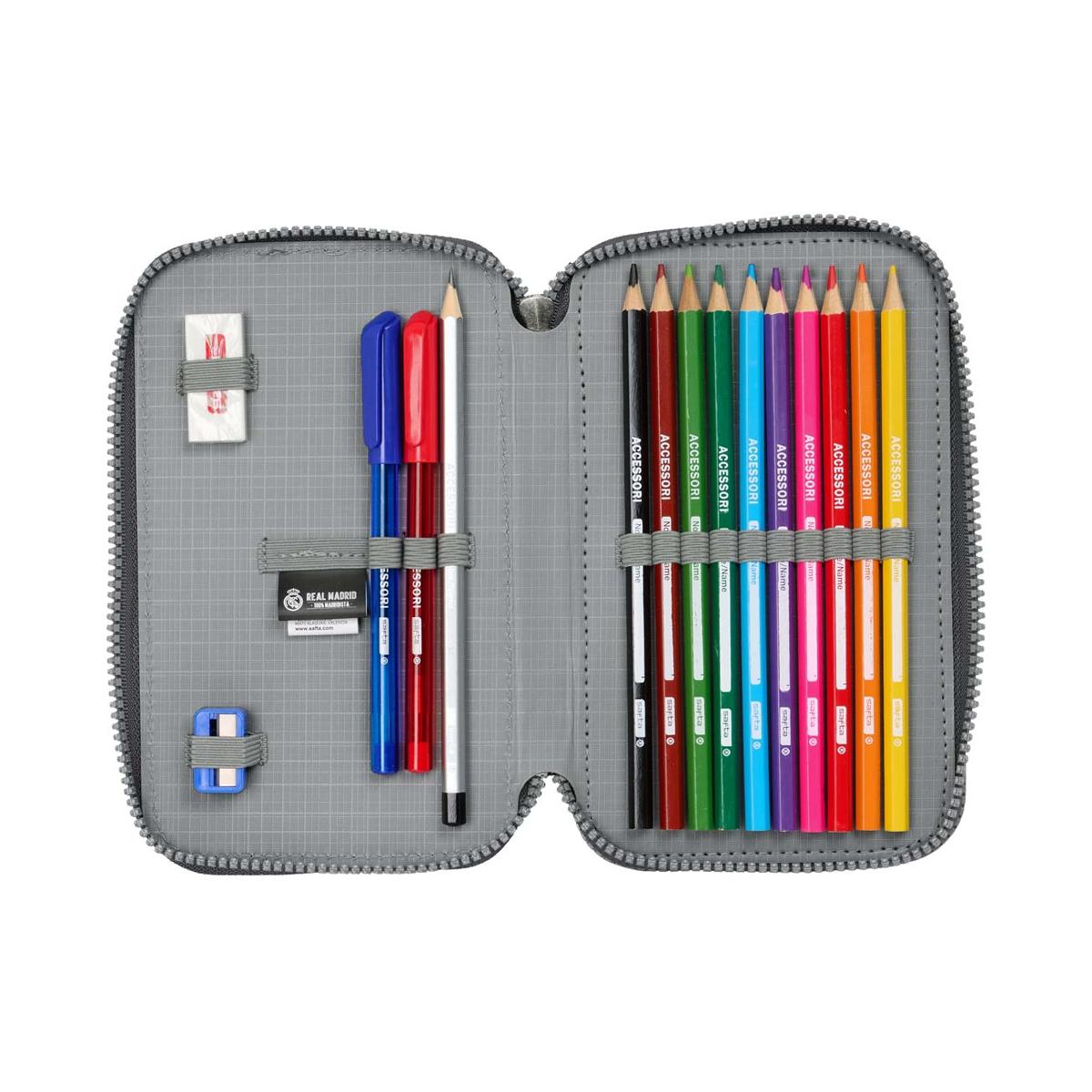 Plumier doble pequeño 29 piezas Real Madrid C.F. gris Gris-5