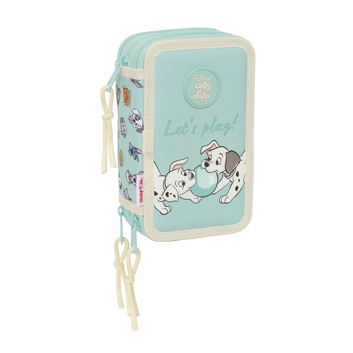 Plumier triple 37 piezas Disney Cats & Dogs Safta azul pastel 1