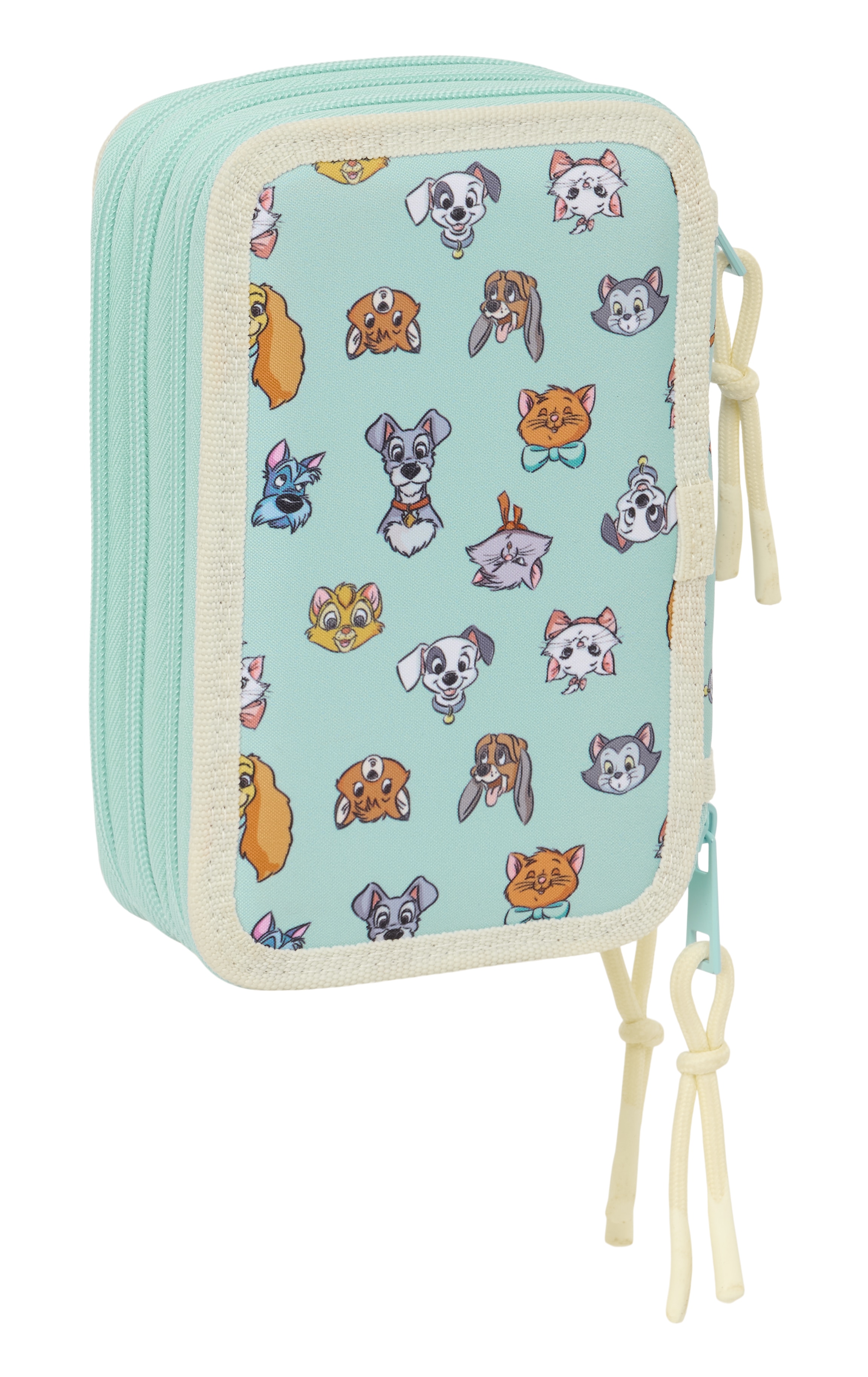 Plumier triple 37 piezas Disney Cats & Dogs Safta azul pastel 2
