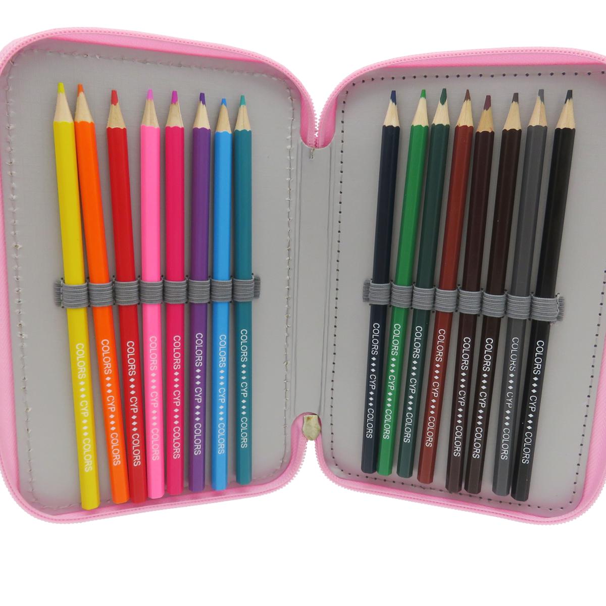 Plumier 3 Pisos Stitch CyP Brands Multicolor Rosa Multicolorido / Rosa-6