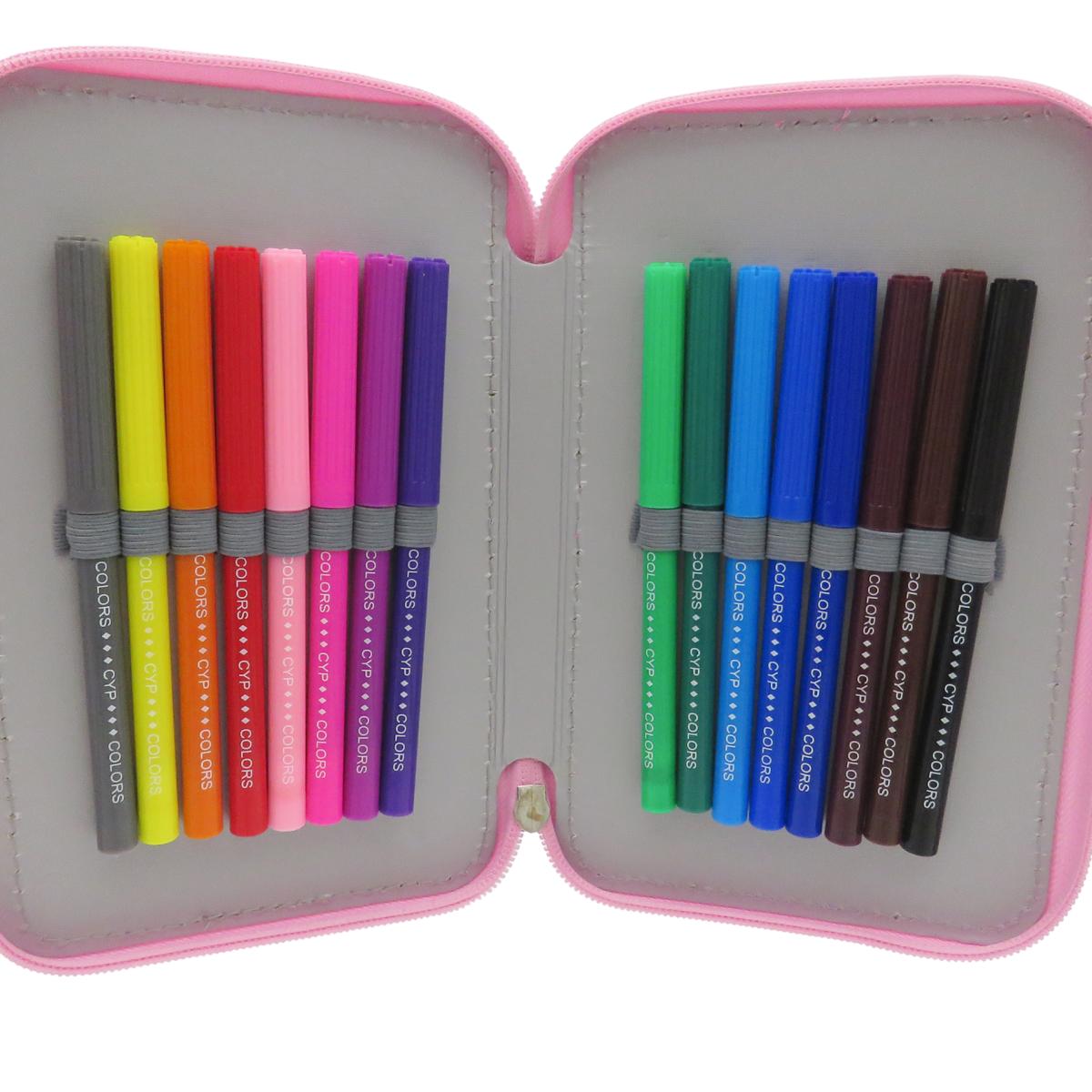 Plumier 3 Pisos Stitch CyP Brands Multicolor Rosa Multicolorido / Rosa-7