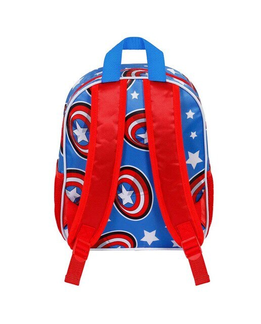 Mochila 3D Pequena Capitão América Let's Go Marvel - Azul Azul / Vermelho-4