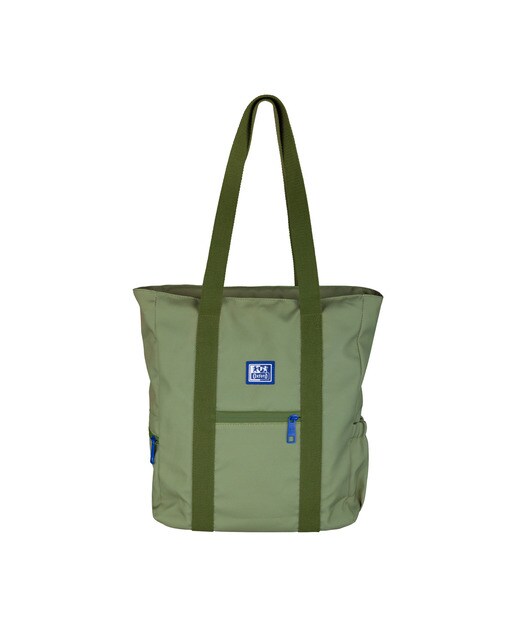 Totebag com 10 compartimentos com alça de ombro ajustável e amovível feita de plástico reciclado b-trendy oxford safari green Verde-1