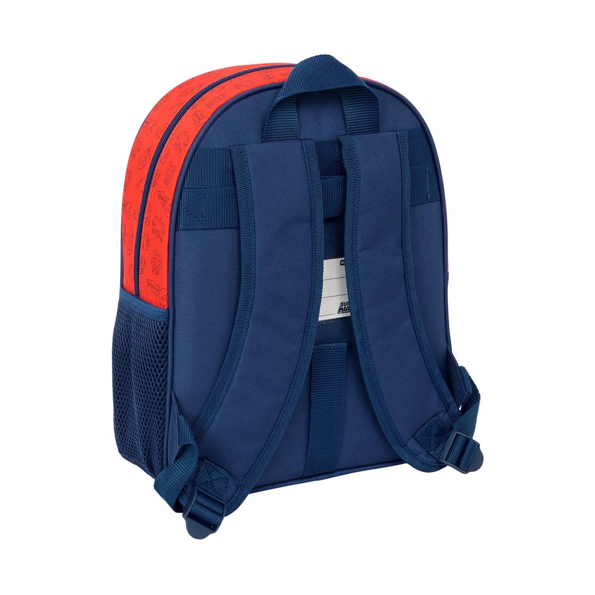 Mochila infantil adaptable a carro Super Mario Bros Safta azul oscuro y rojo Azul oscuro / Rojo-2