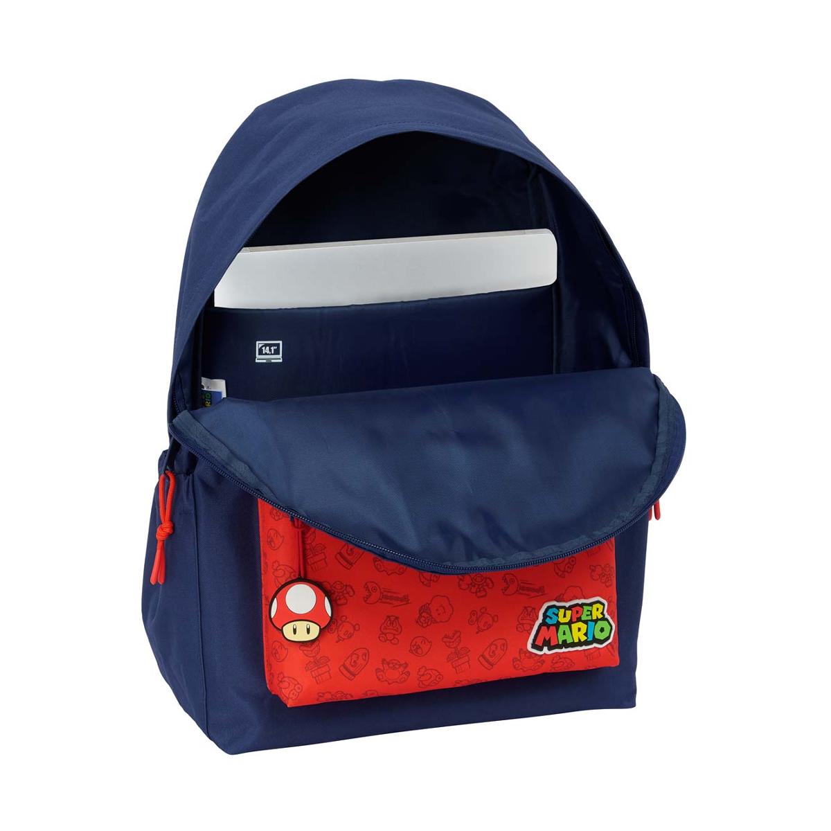 Mochila para portatil 14,1" Super Mario Bros Safta azul oscuro y rojo Azul oscuro / Rojo-4