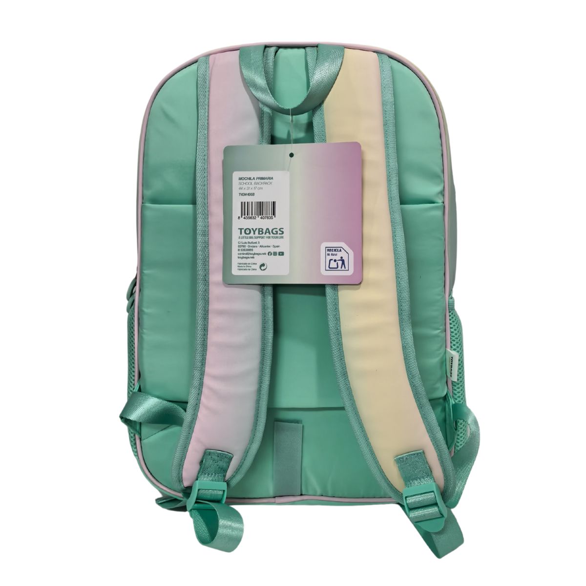 Mochila primaria Blin Blin Gradient Green Toybags rosa y verde Rosa / Verde-3