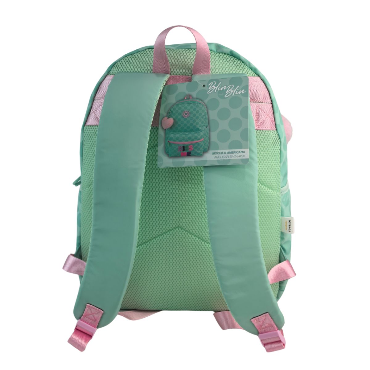 Mochila americano Blin Blin Kiss Me Toybags verde Verde-3