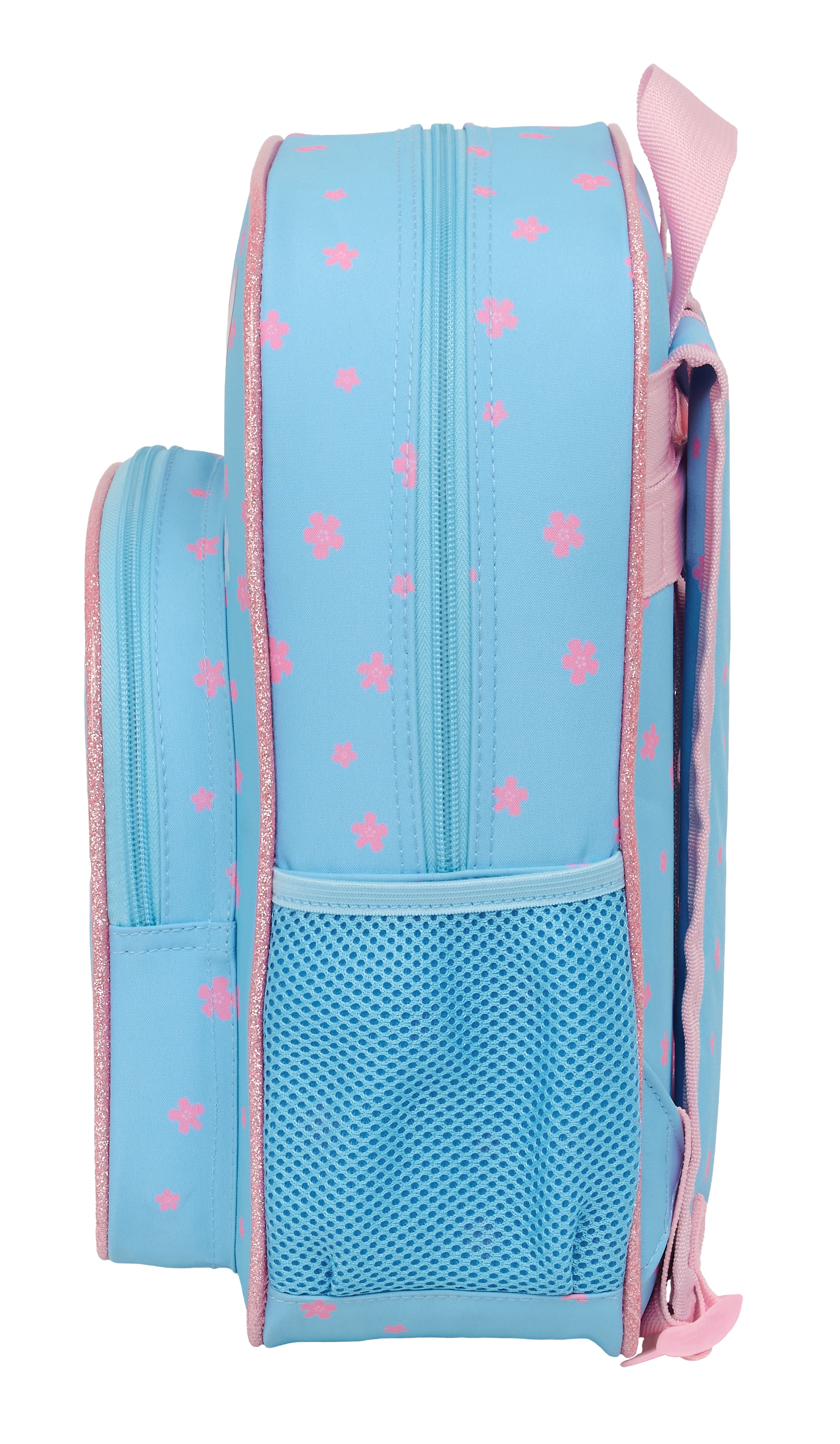 Mochila infantil adaptable a carro Stitch Happy Safta celeste 3