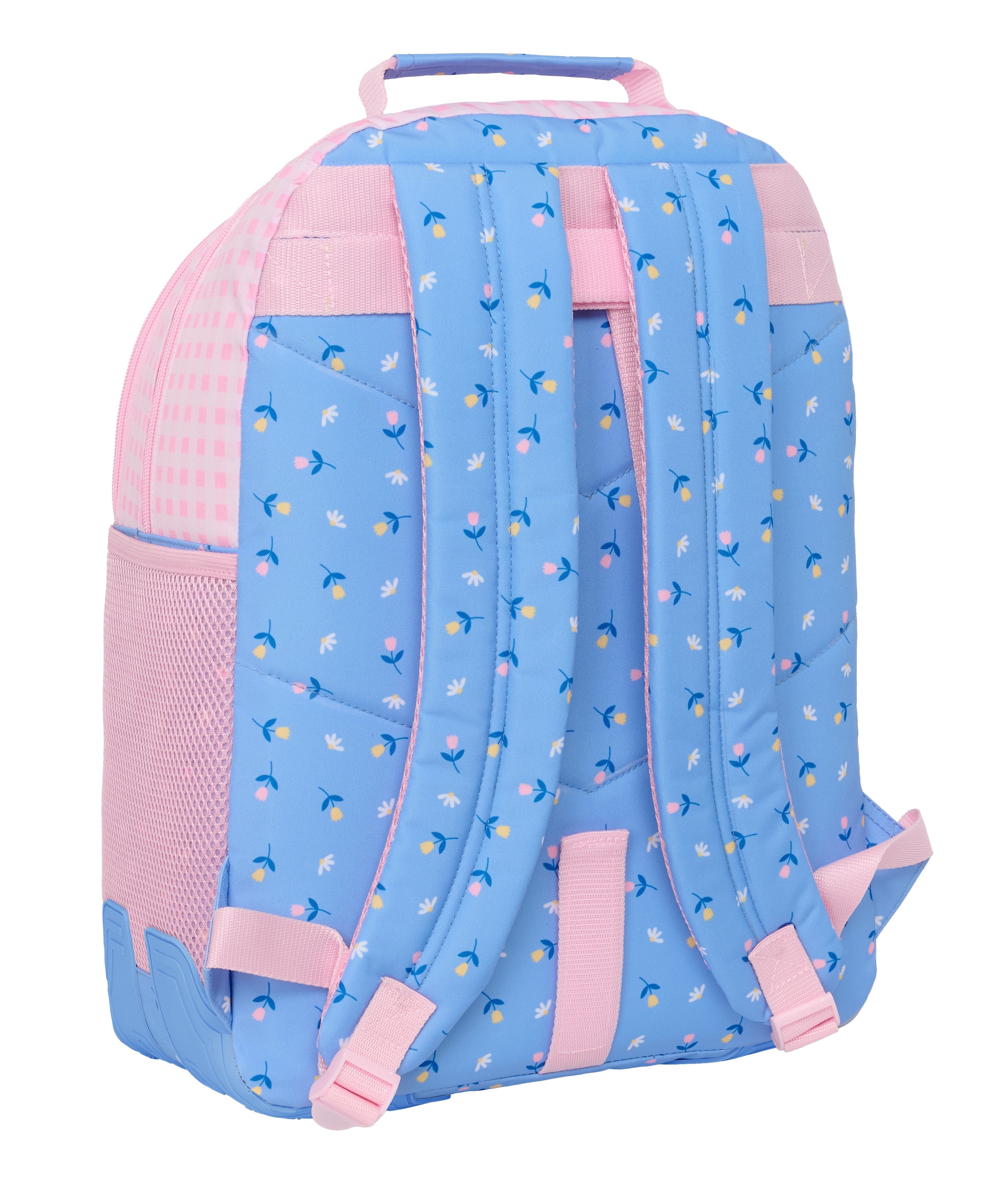 Mochila doble adaptable a carro Safta Hello spring rosa claro y azul claro 2